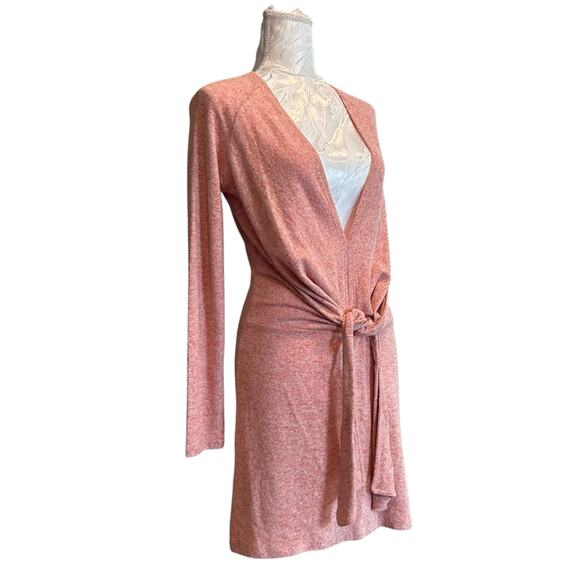 Free People Burnt Orange Knit Tie Front Sweater Dress Sz S Minimalist Indie Fall - Picture 3 of 16